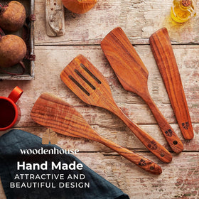 Woodenhouse teak spatula handle closeup reveals smooth finish