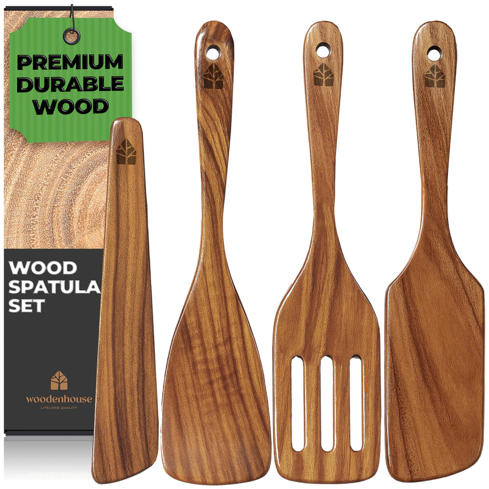 Woodenhouse teak spatula paddle ideal for nonstick pans and easy stirring