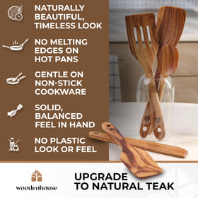 Woodenhouse teak spatula spoonula: combined spoon and spatula for versatile cooking tasks.