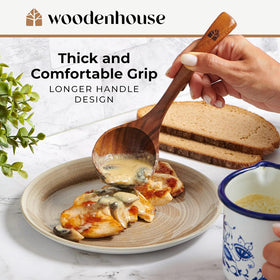 Woodenhouse teak utensil set showing durable one-piece construction