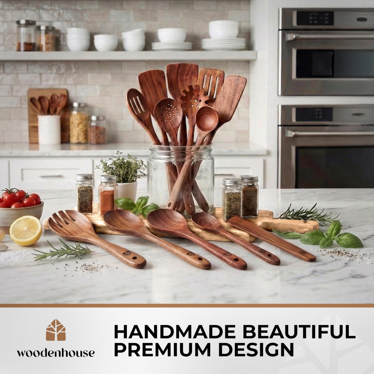 Woodenhouse teak serving spoon with balanced weight for easy servings.