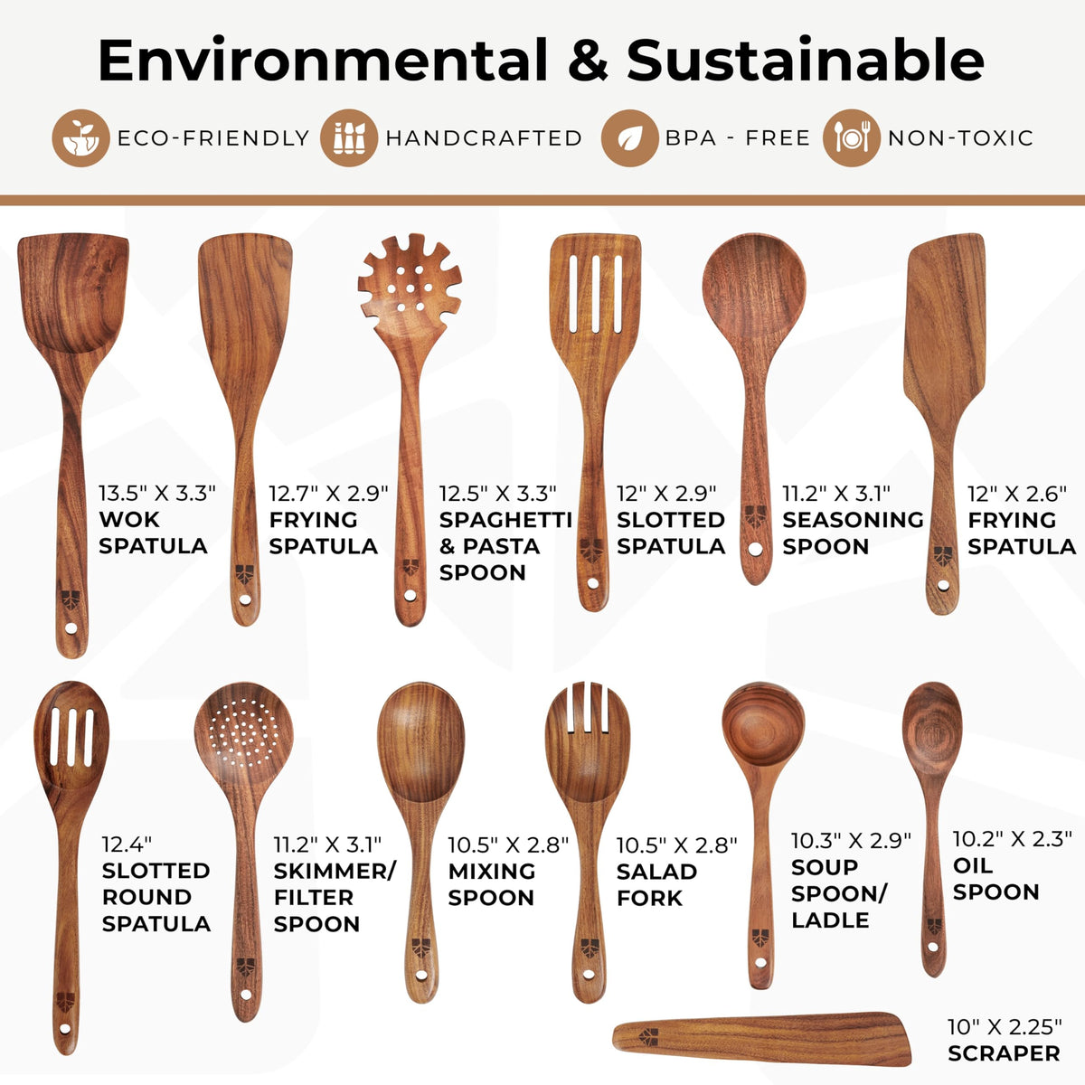 Woodenhouse teak skimmer lifting fried foods without mess.