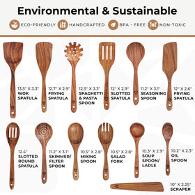 Woodenhouse teak skimmer lifting fried foods without mess.