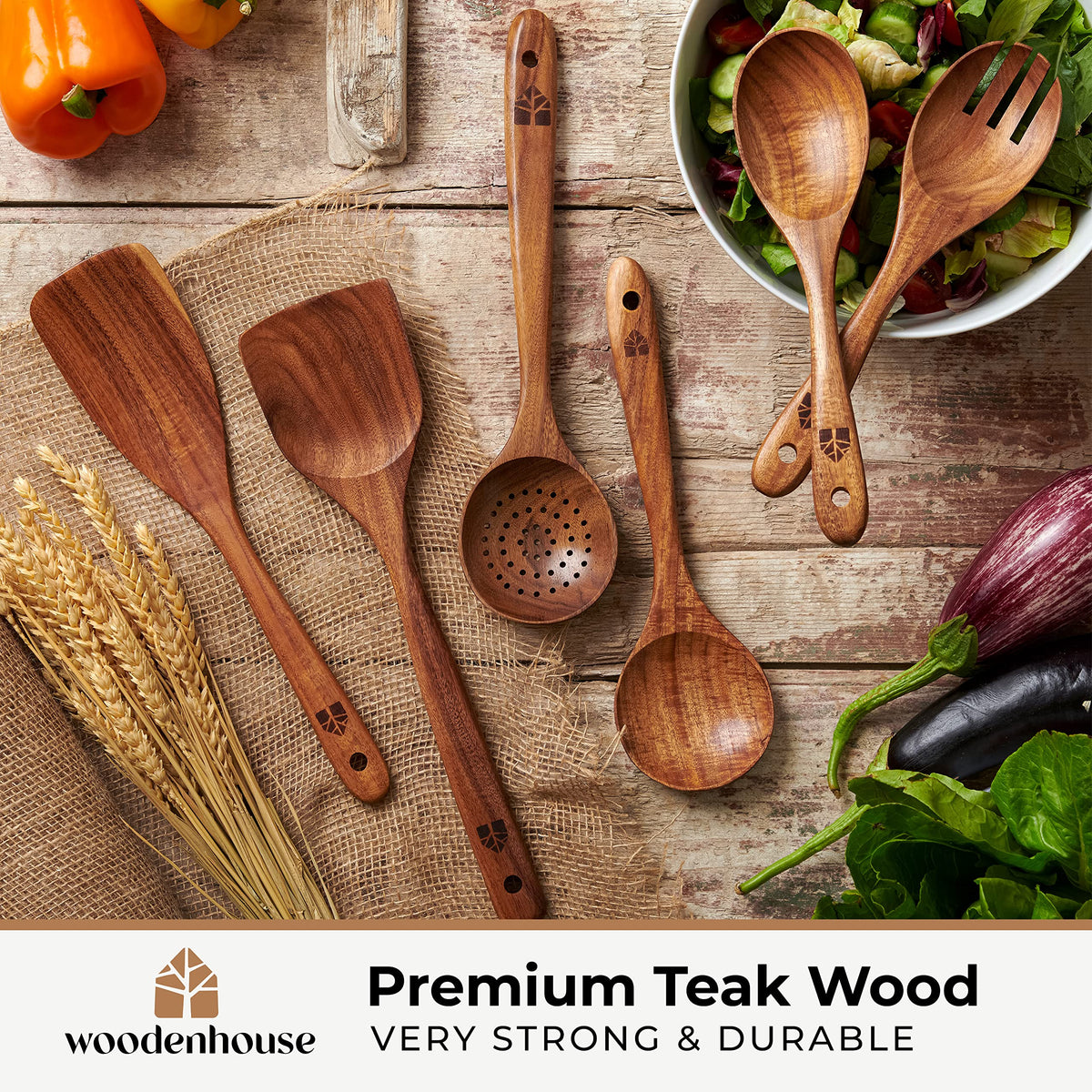 Woodenhouse teak wok spatula ideal for high-heat stir fry