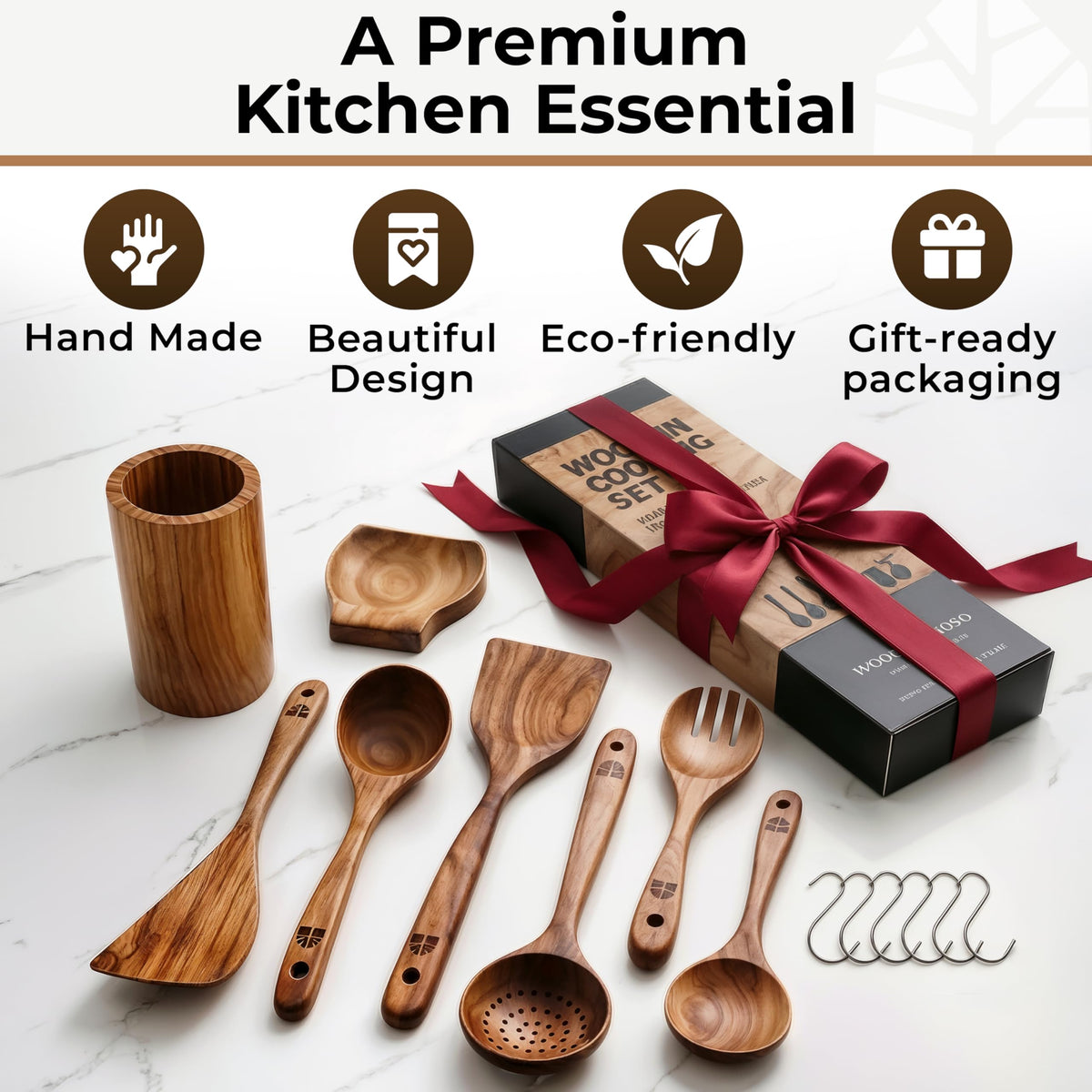 Woodenhouse utensil holder with drainage, keeps tools organized and dry.
