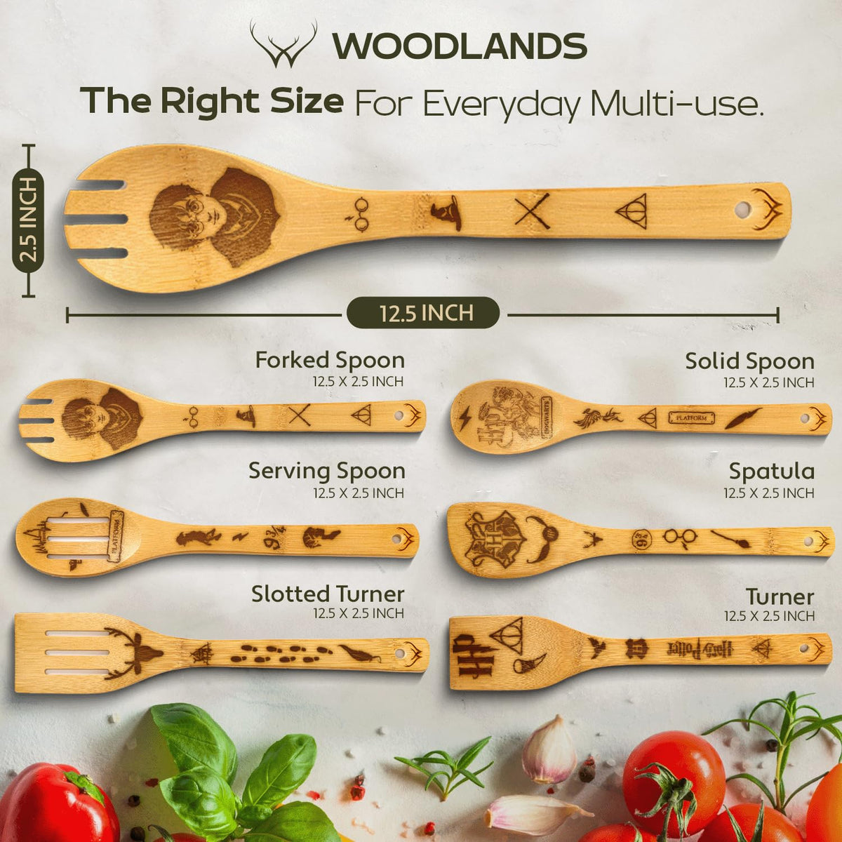Woodlands USA bamboo utensils handling ergonomic, comfortable grip during stirring.