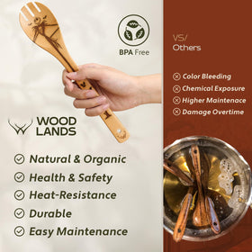 Woodlands USA easy to clean bamboo utensils resist odors and stains