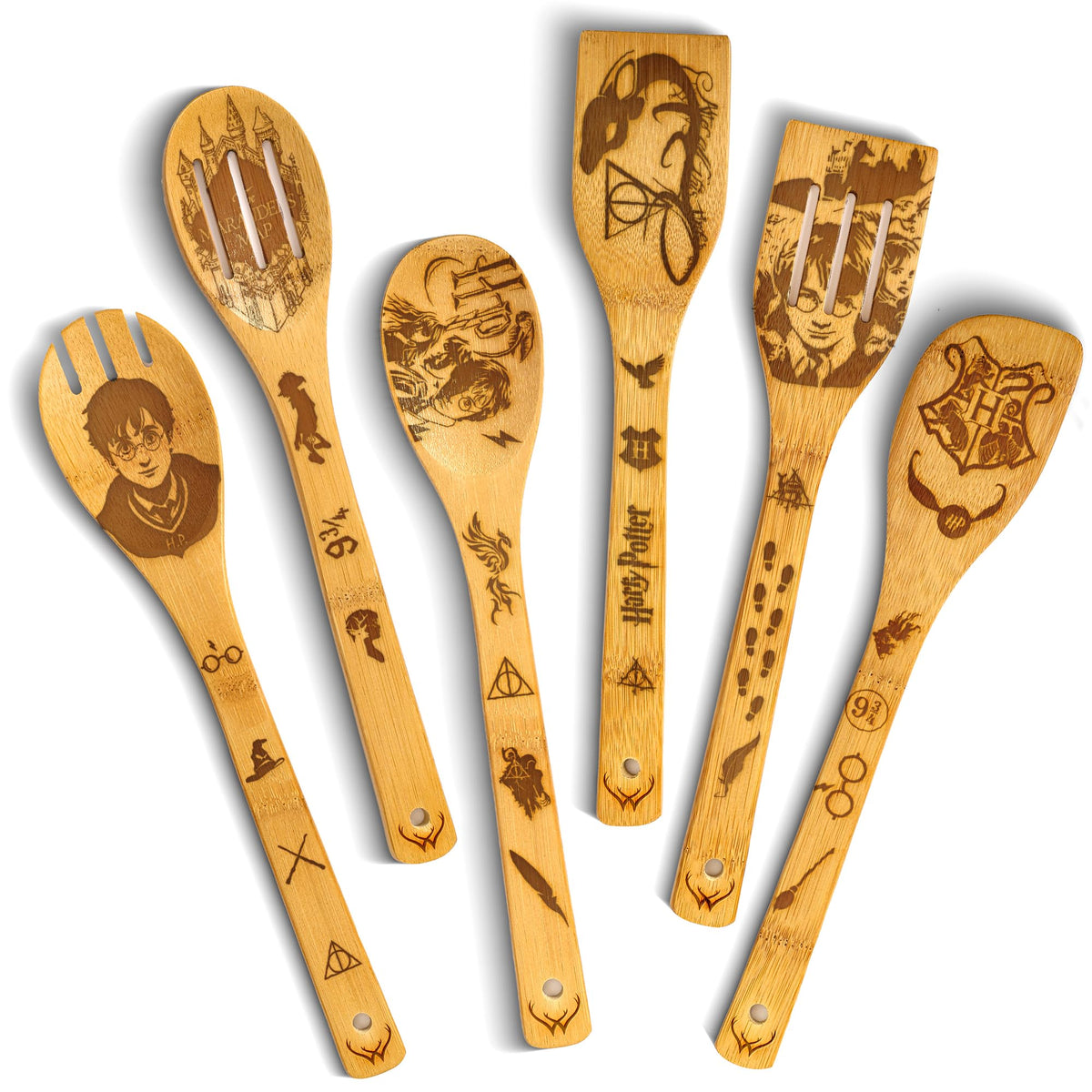 Woodlands USA Harry spoons set front view, durable wood for non-stick cookware.