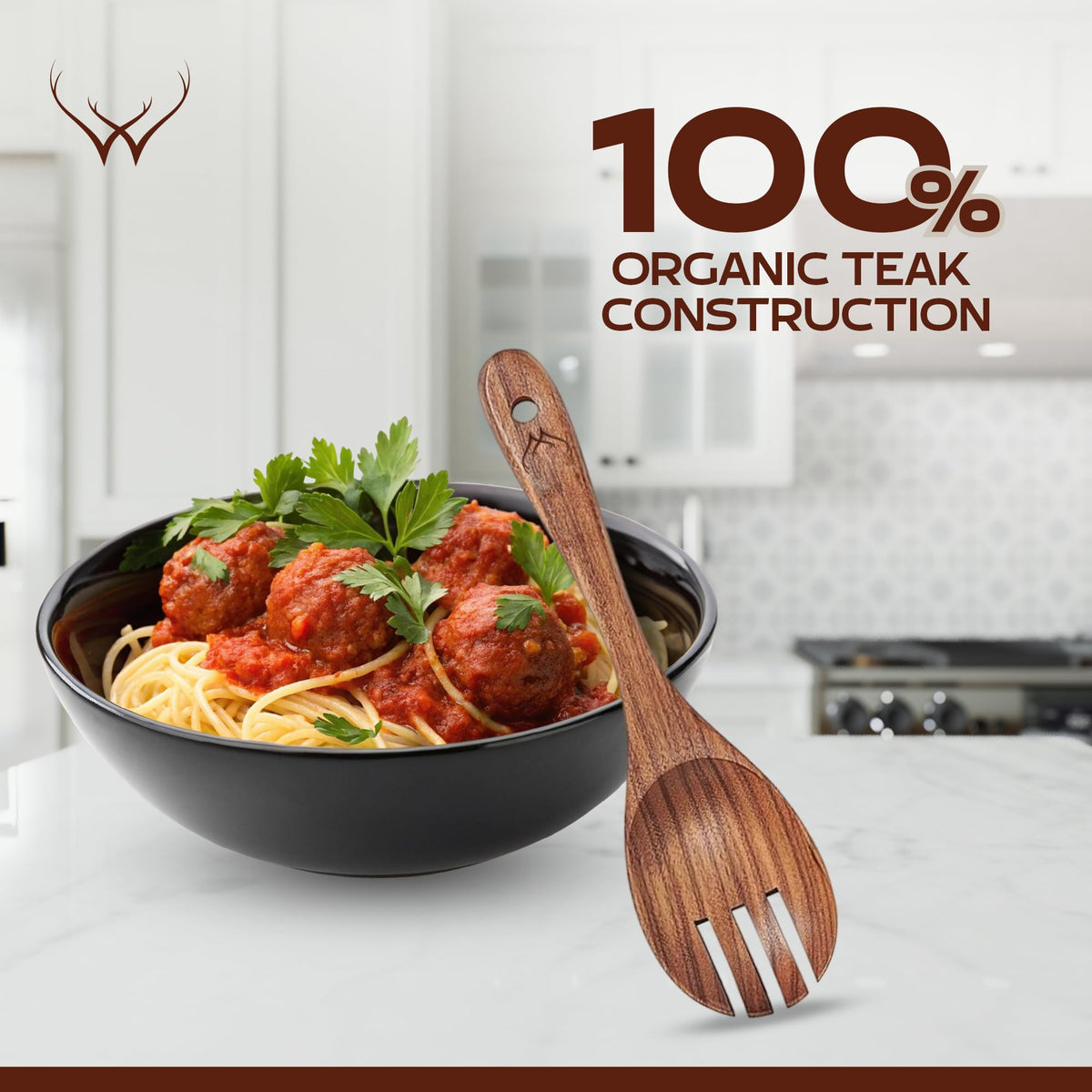 Woodlands USA long-handled utensils ideal for stirring and serving.