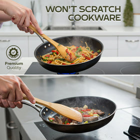 Woodlands USA nonstick-safe spoons and spatulas protect cookware surfaces