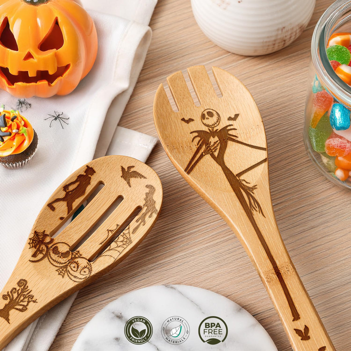 Woodlands USA organic bamboo utensils ideal for light eco friendly kitchen tasks