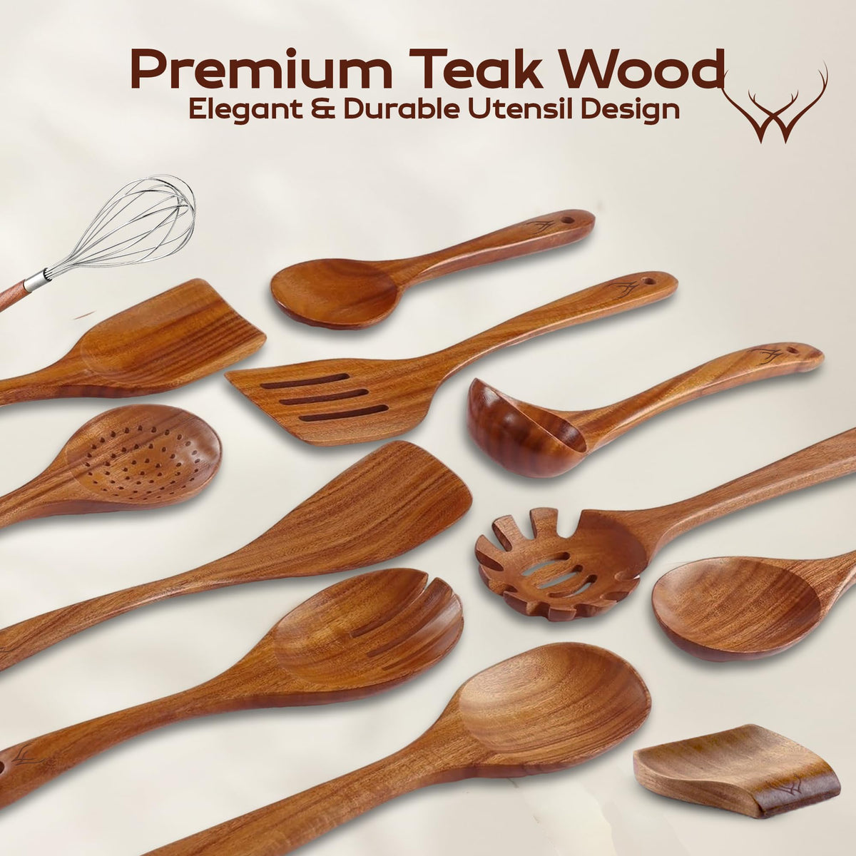 Woodlands USA spatula and spoons showing versatile cooking tools.