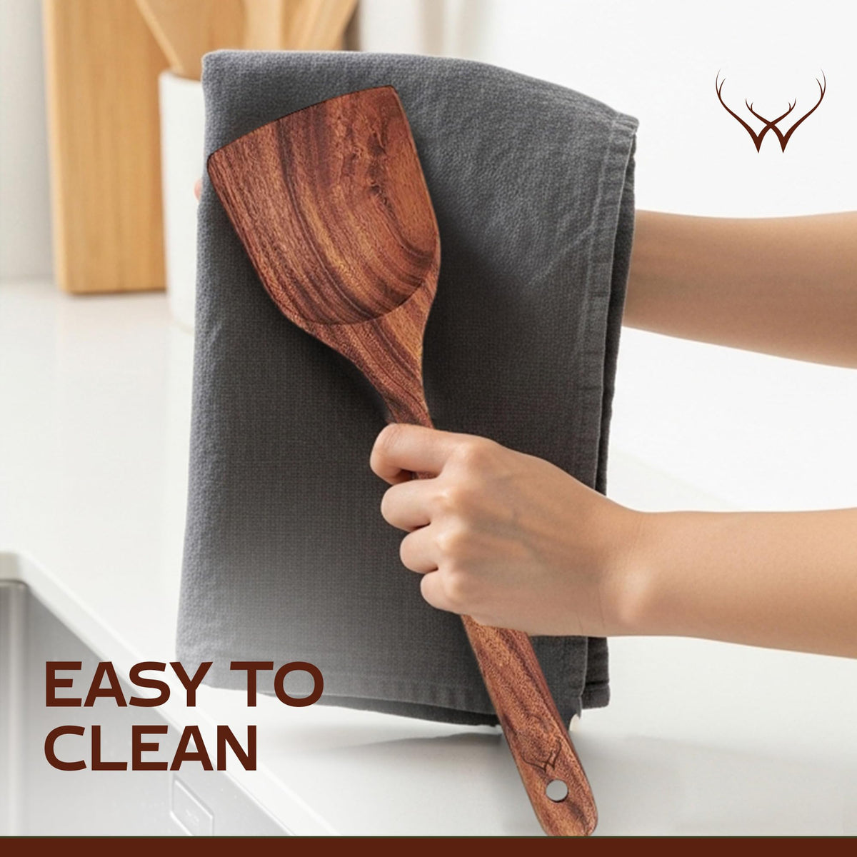 Woodlands USA teak fork spoon for versatile mixing