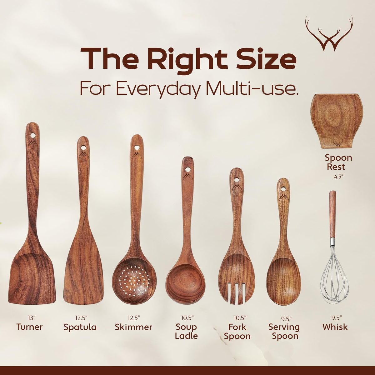Woodlands USA teak whisk smooths batters and sauces.