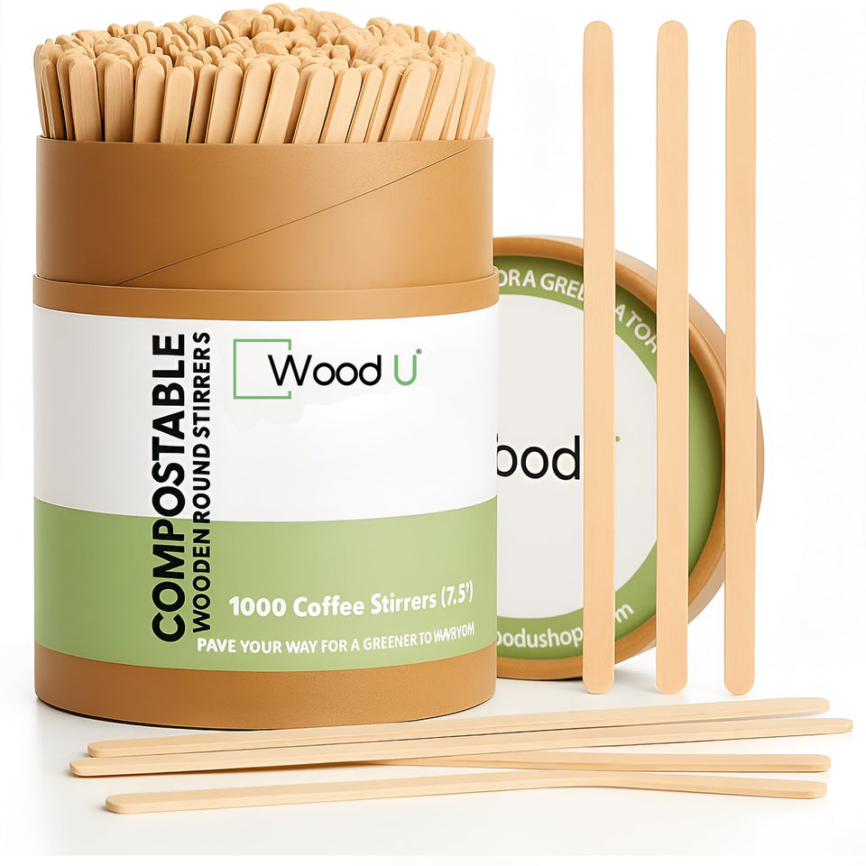 WoodU birchwood stirrers with smooth ends for safe, effortless stirring.