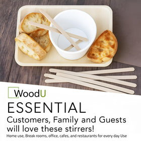 WoodU 7.5-inch multipurpose sticks for coffee, tea, and more.