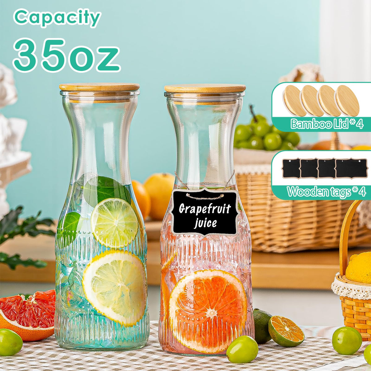 Wookgreat 1L carafe with lid ensures spills are minimized during serving.