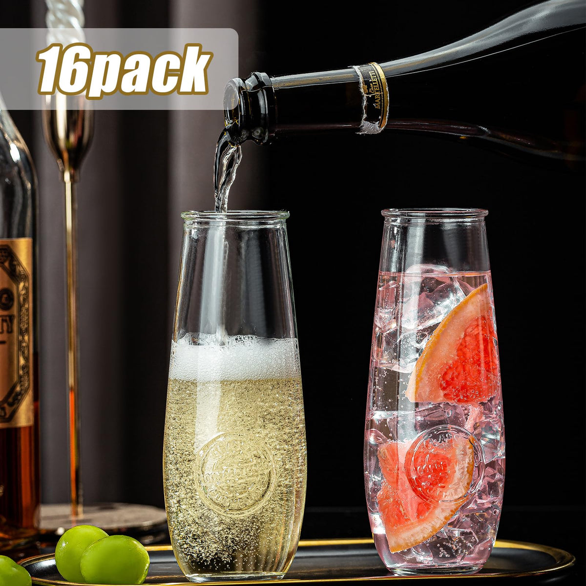 Wookgreat flutes feature thickened glass for sturdiness during celebrations