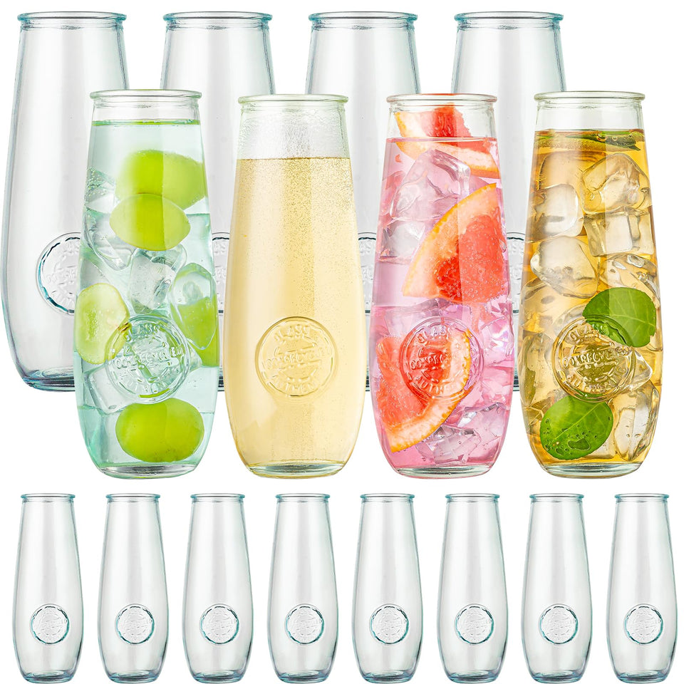 Wookgreat stemless champagne flute with embossed design for elegant toasts