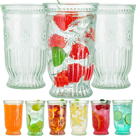 Wookgreat vintage embossed highball glasses for entertaining cocktails and juices.