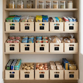 WooOrganix natural wood grain storage bin adds warm, rustic charm to any shelf.