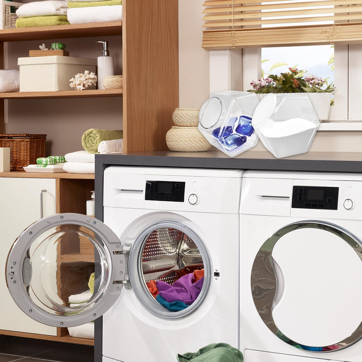 Woozettn multipurpose storage jar supports pantry, office, and laundry use.