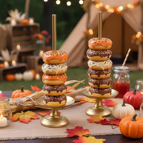 WOPARTY Donut Stand Metal 2-Pack towers display multiple treats elegantly.