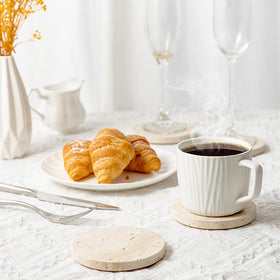 WORHE natural stone coaster cleans easily with a damp cloth