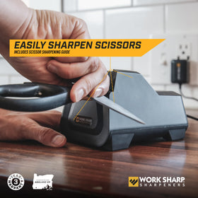 Work Sharp E2 fits neatly in a kitchen drawer for easy access.
