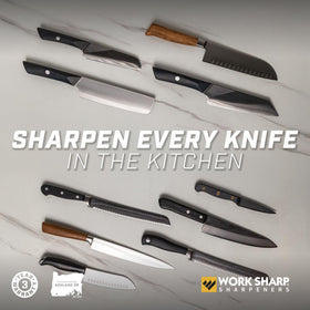Work Sharp E2 sharpening system supports various blade types.