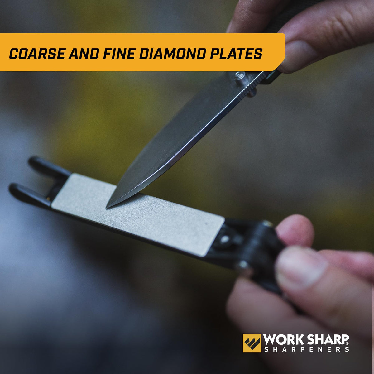 Work Sharp with 20-degree guide for precise edge maintenance in the field.
