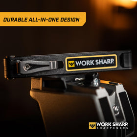 Work Sharp non-slip handle ensuring safe, controlled sharpening in any setting.