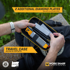 Work Sharp Elite angle guides illustrate a consistent 20-25° range