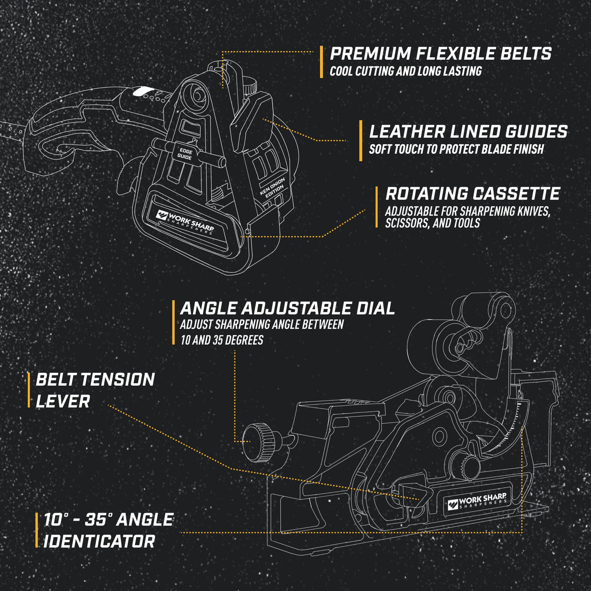 Ken Onion Elite Mk2 adjustable angle system for versatile edge geometry.