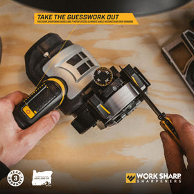 Work Sharp Ken Onion knife sharpener angle guide for consistent angles.