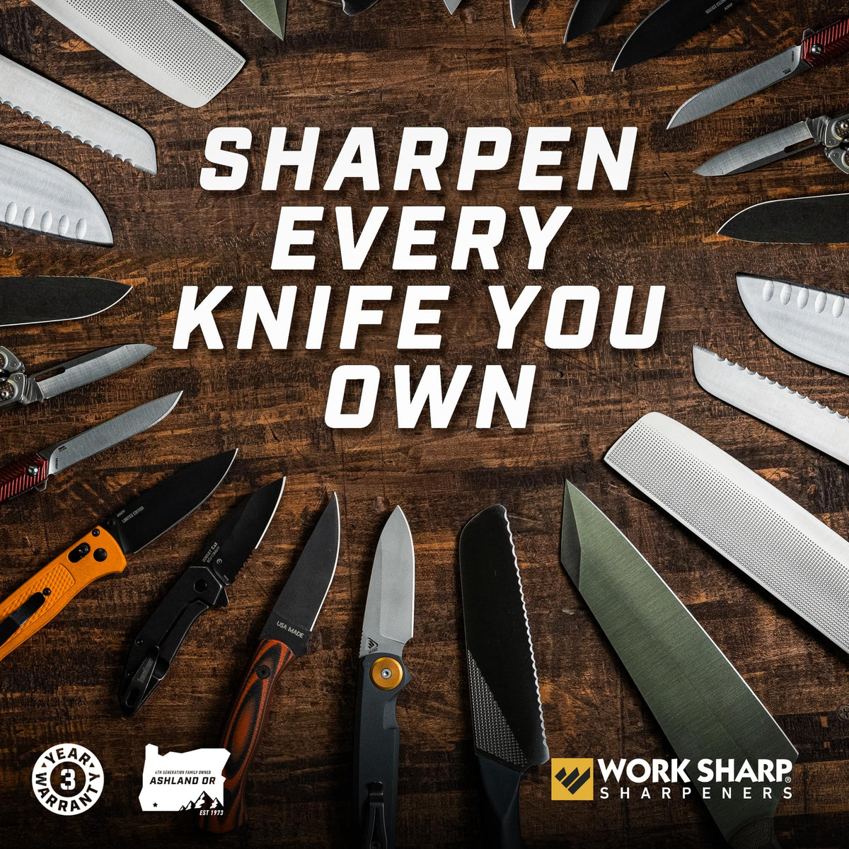 Work Sharp Ken Onion knife sharpener compact build fits small spaces.