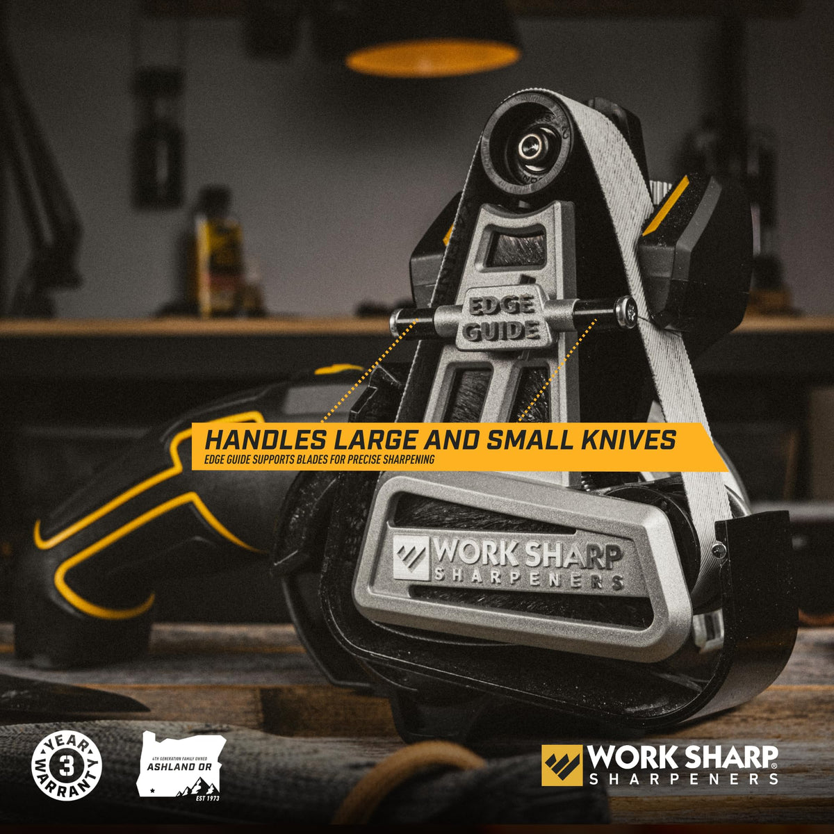 Work Sharp Ken Onion knife sharpener control dial enabling smooth selection.