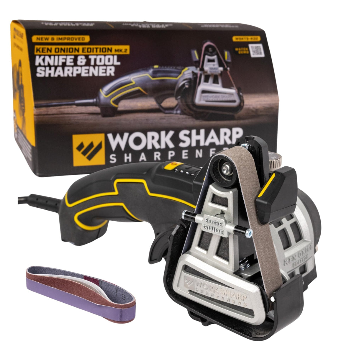 Work Sharp Ken Onion knife sharpener front view showing precise edge setup.