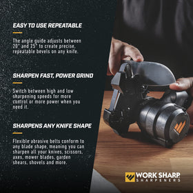 Work Sharp MK2 edge guide supports the blade from tip to handle.