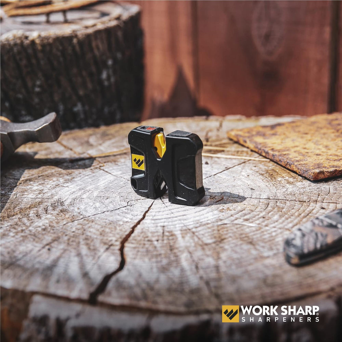 Work Sharp Pivot sharpens fishing hooks and other edge tools.