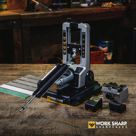 Work Sharp Professional Precision Adjust Knife Sharpener shows seven abrasive grits
