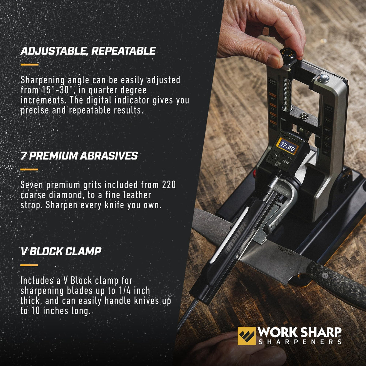 Sturdy metal construction of Work Sharp sharpener ensures durability