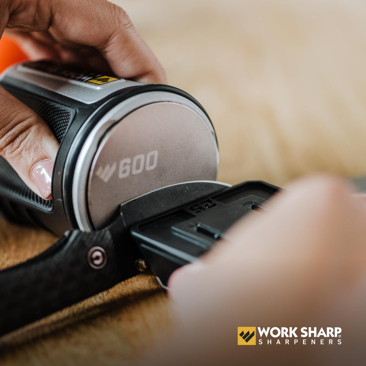 Work Sharp rolling knife sharpener compact design fits in a drawer.