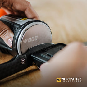 Work Sharp rolling knife sharpener compact design fits in a drawer.