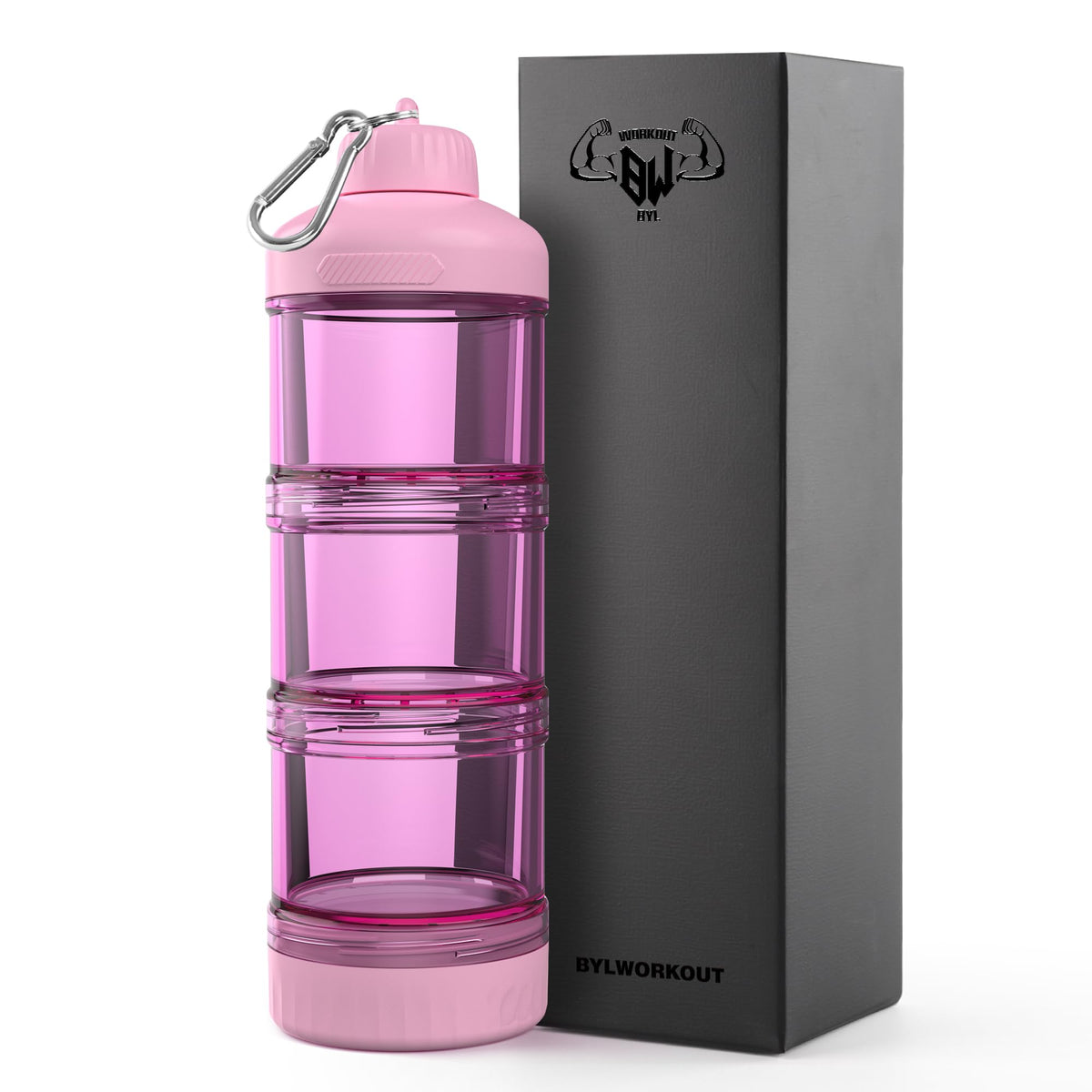 WORKOUT BW BYLWORKOUT pink body shows compact 3-layer storage for workouts on the go.