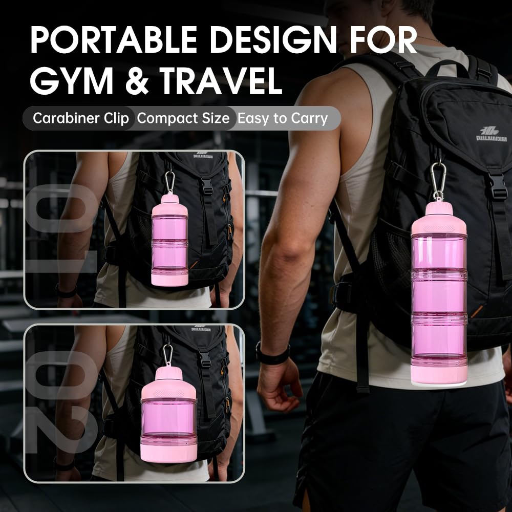 WORKOUT BW BYLWORKOUT stackable compartments keep powders and pills organized.