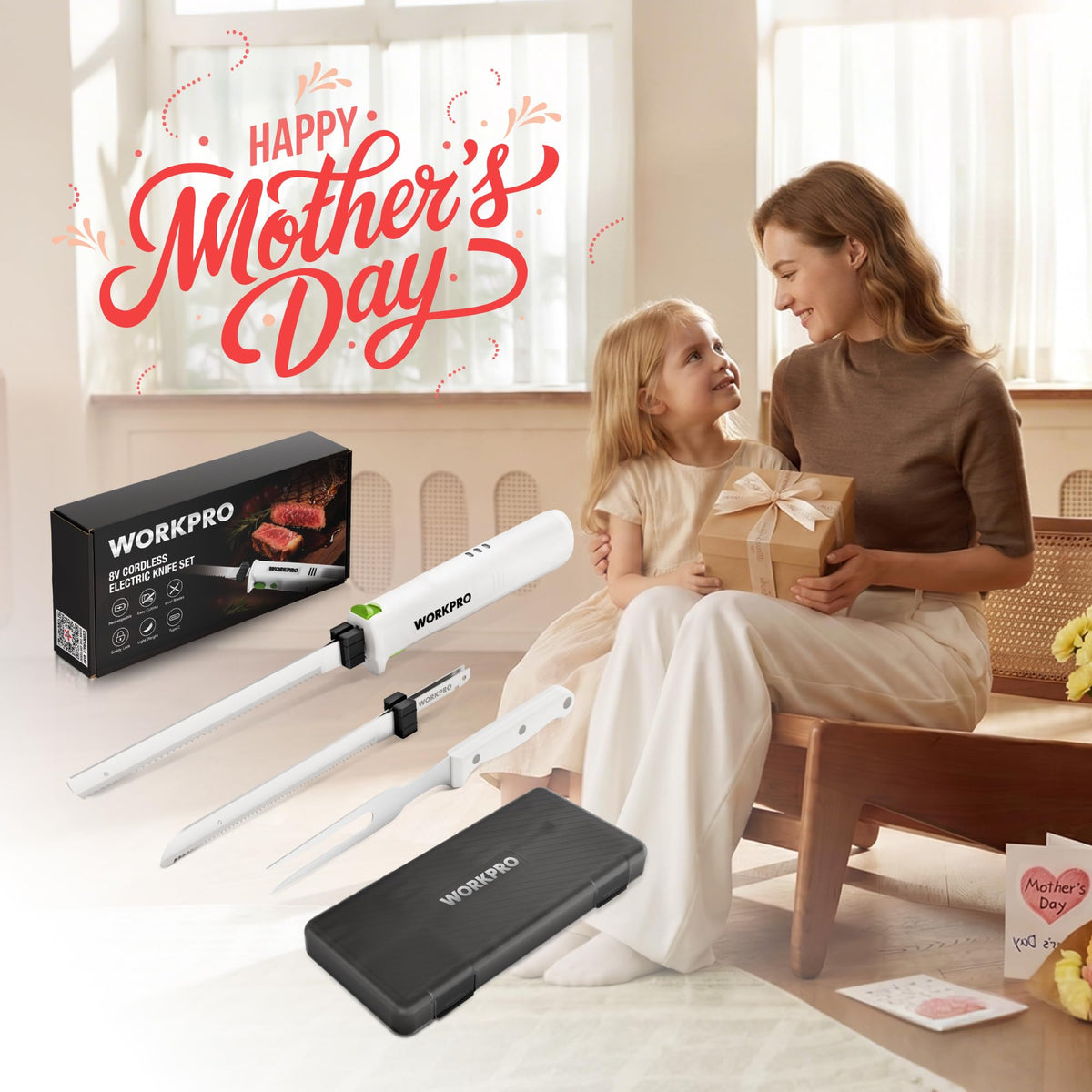 WORKPRO electric knife slices bread evenly with minimal effort.