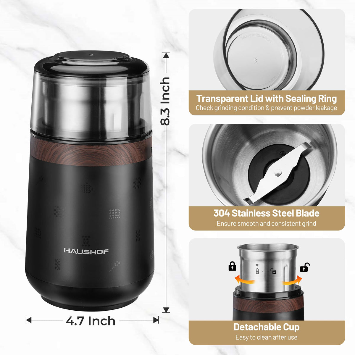 WORKPRO HAUSHOF grinder top view shows compact design