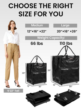 WORKPRO heavy-duty rolling tote with 66 lb capacity for groceries and laundry.