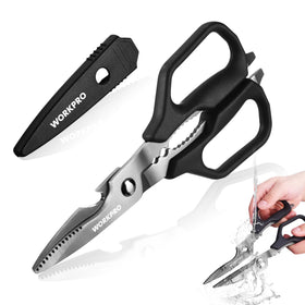 WORKPRO Kitchen Scissors titanium-coated blades deliver lasting sharpness for everyday prep.